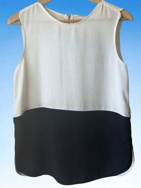 Zara Colorblock Black and White Sleeveless Blouse, Sz S